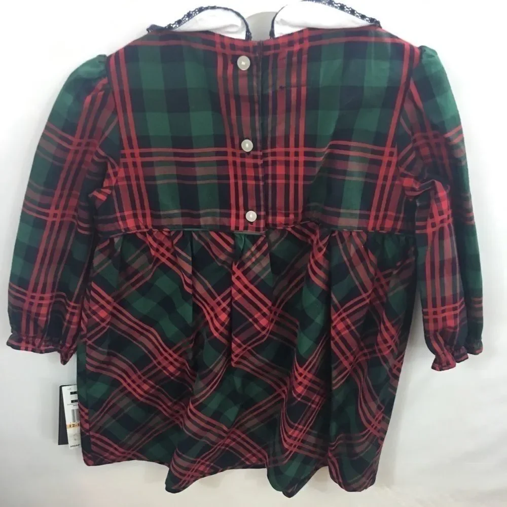 Tommy Hilfiger Dress Size 6- 12 mo Green Red NWT - Picture 3 of 5